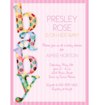 Baby Shower Invitations, Baby Dot Pink, Paper So Pretty